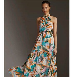 NWT Anthropologie Maeve Keyhole Halter Maxi Dress
